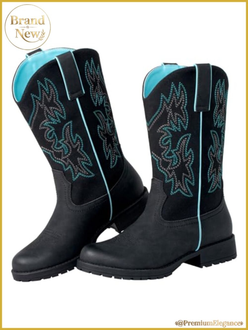 SheSole Women's Western Cowboy Boots Faux Leather Round Toe Slip Resistant Work